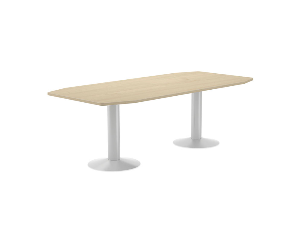 MESA DE REUNION ROCADA MEETING 3003ATW01 ESTRUCTURA COLUMNA DOBLE ACERO BLANCO TABLERO MADERA HAYA