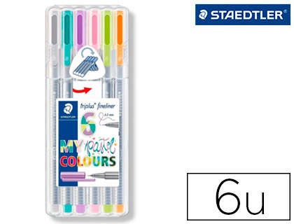 ROTULADOR STAEDTLER TRIPLUS FINELINER MY PASTEL ESTUCHE DE 6 UNIDADES COLORES SURTIDOS