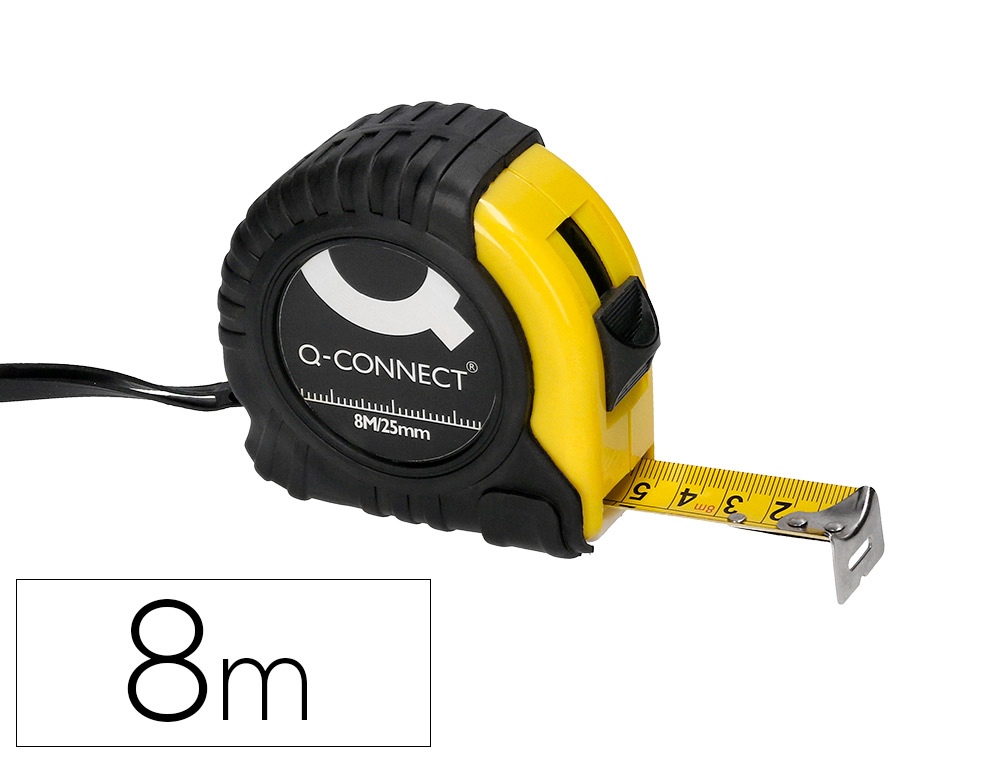 FLEXOMETRO Q-CONNECT CON FRENO MATERIAL ANTICHOQUE 25 MM DE ANCHO LONGITUD 8 MT