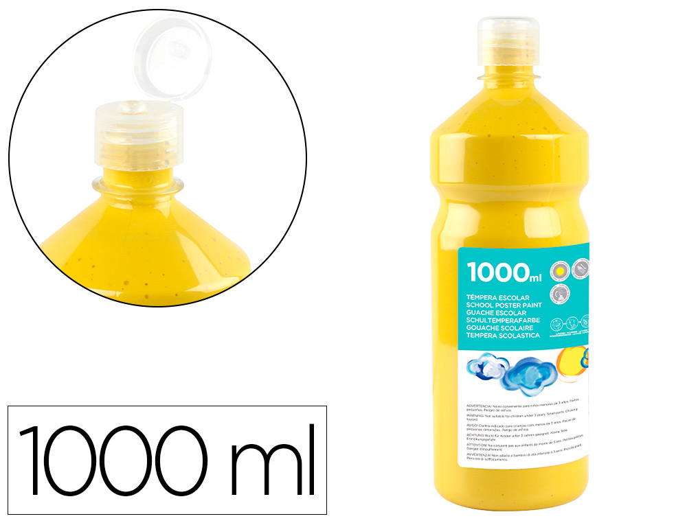 TEMPERA LIQUIDA LIDERPAPEL ESCOLAR 1000 ML AMARILLO