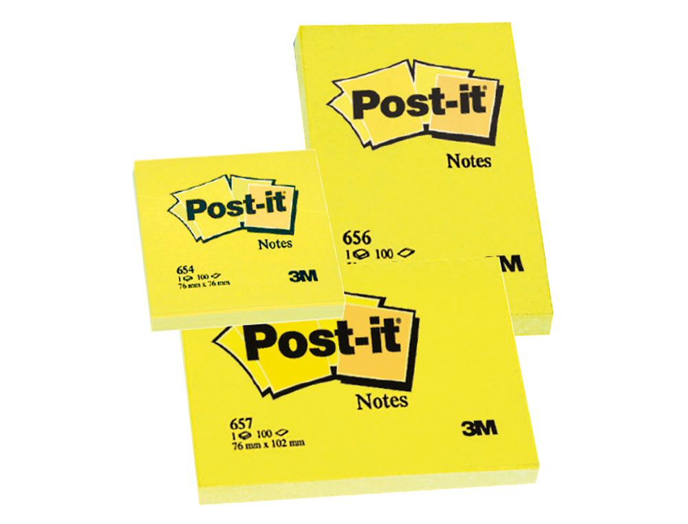 BLOC DE NOTAS ADHESIVAS QUITA Y PON POST-IT 76X76 MM CON 100HOJAS