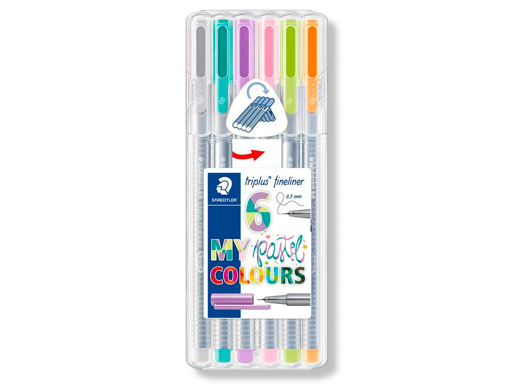 ROTULADOR STAEDTLER TRIPLUS FINELINER MY PASTEL ESTUCHE DE 6 UNIDADES COLORES SURTIDOS