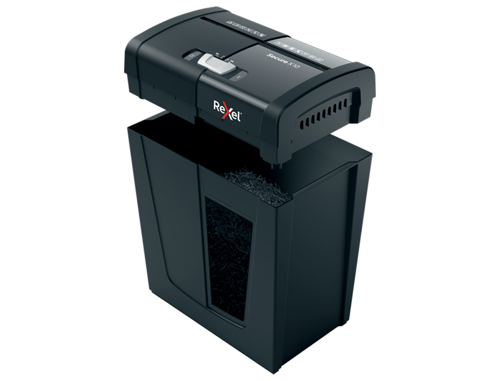 DESTRUCTORA DE DOCUMENTOS REXEL SECURE X10 EU CAPACIDAD 10 HOJAS GRAPAS CLIPS TARJETAS Y CD 18 L