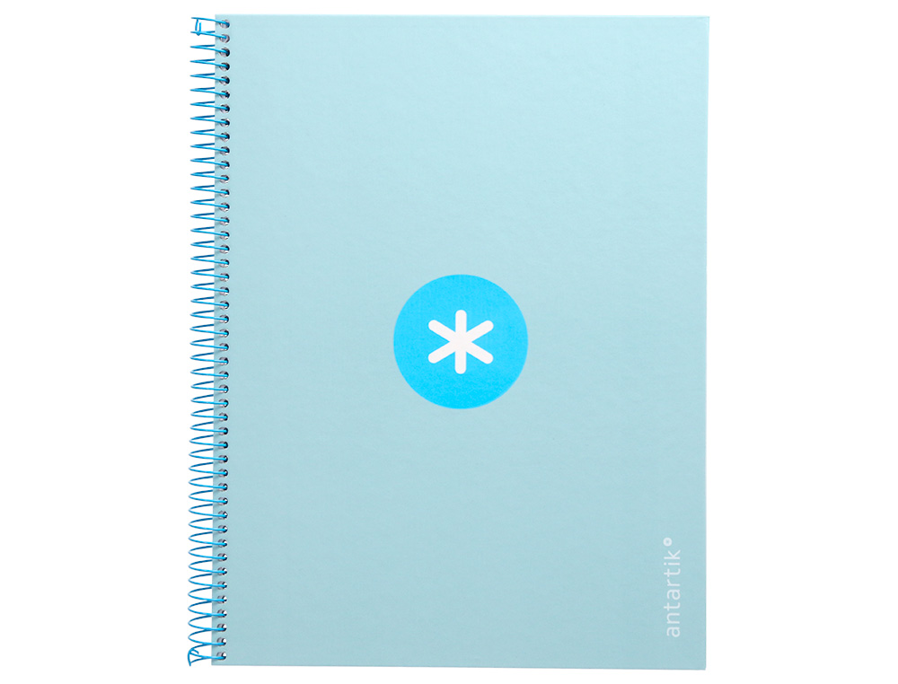 CUADERNO ESPIRAL A4 MICRO ANTARTIK TAPA FORRADA 80H 90 GR CUADRO 5MM 1 BANDA 4 TALADROS CELESTE