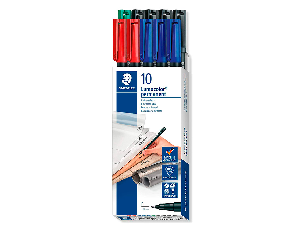 ROTULADOR STAEDTLER LUMOCOLOR RETROPROYECCION PUNTA DE FIBRA 318 CAJA DE 10 UNIDADES COLORES SURTIDOS
