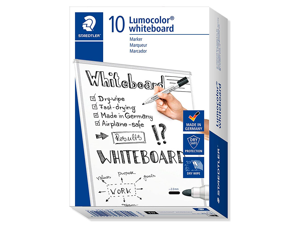 ROTULADOR STAEDTLER LUMOCOLOR 351 PARA PIZARRA BLANCA PUNTA REDONDA 2 MM RECARGABLE COLOR NEGRO