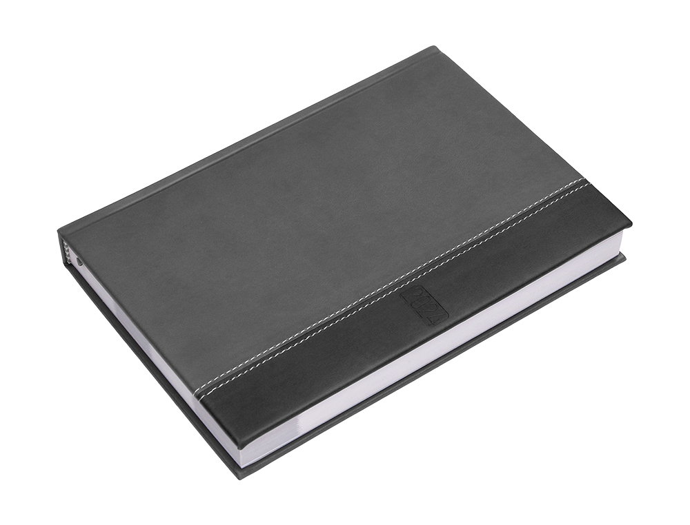AGENDA ENCUADERNADA LIDERPAPEL CHATZI 15X21 CM 2024 DIA PAGINA COLOR GRIS PAPEL 70 GR