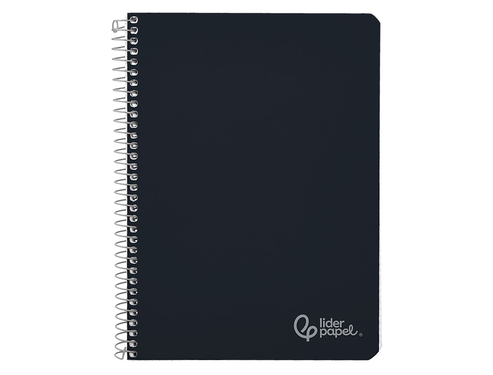 CUADERNO ESPIRAL LIDERPAPEL A4 WITTY TAPA DURA 80H 90GR CUADRO 4MM CON MARGEN COLOR NEGRO