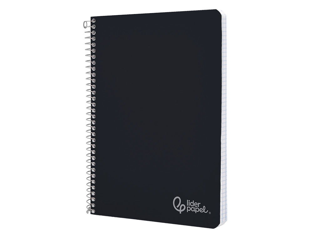 CUADERNO ESPIRAL LIDERPAPEL A4 WITTY TAPA DURA 80H 90GR CUADRO 4MM CON MARGEN COLOR NEGRO