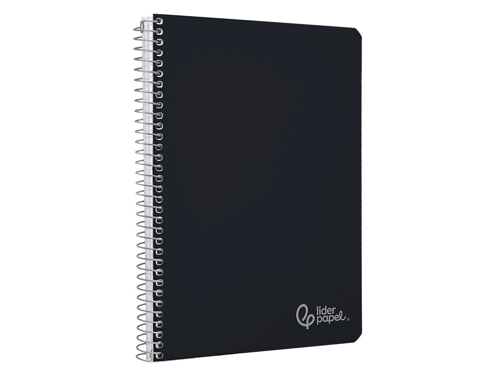 CUADERNO ESPIRAL LIDERPAPEL A4 WITTY TAPA DURA 80H 90GR CUADRO 4MM CON MARGEN COLOR NEGRO