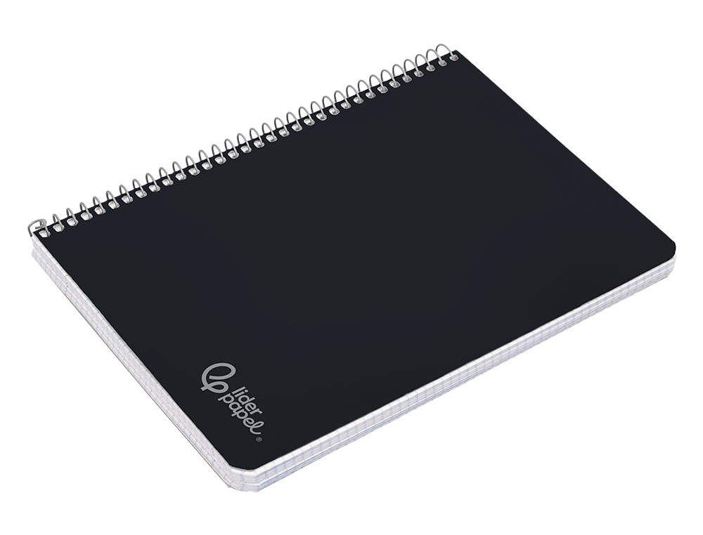 CUADERNO ESPIRAL LIDERPAPEL A4 WITTY TAPA DURA 80H 90GR CUADRO 4MM CON MARGEN COLOR NEGRO