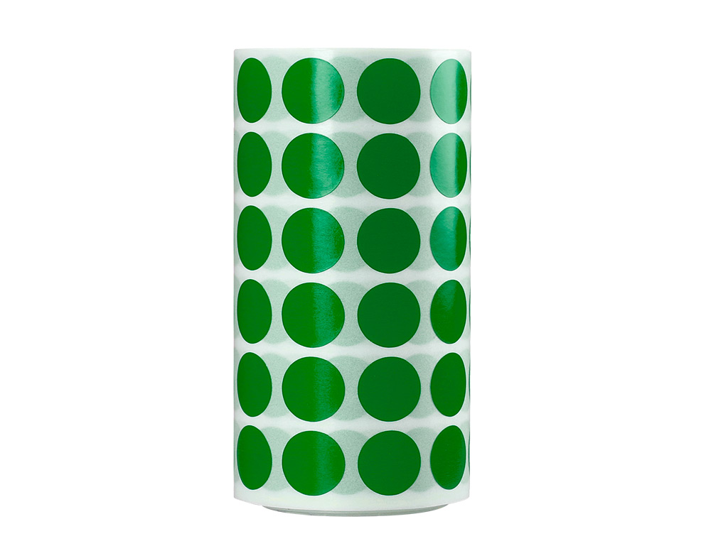 GOMETS LIDERPAPEL AUTOADHESIVO CIRCULOS 15 MM VERDE ROLLO DE 2500 UNIDADES EN CAJA DE CARTON