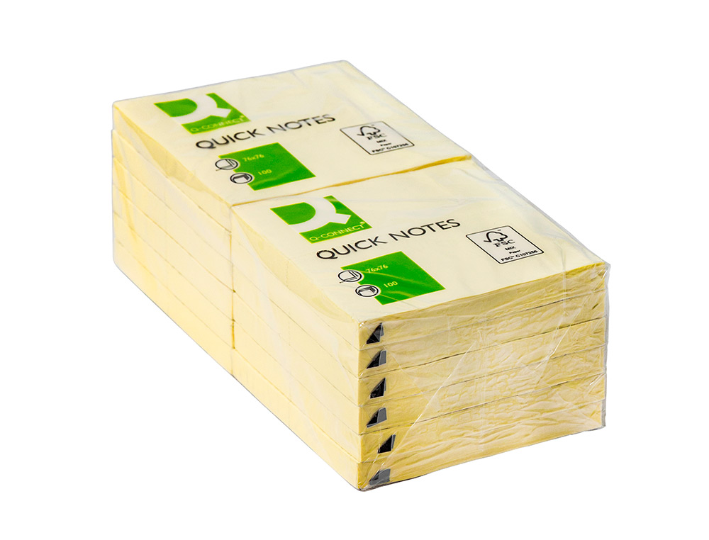 BLOC DE NOTAS ADHESIVAS QUITA Y PON Q-CONNECT 76X76 MM CON 100 HOJAS