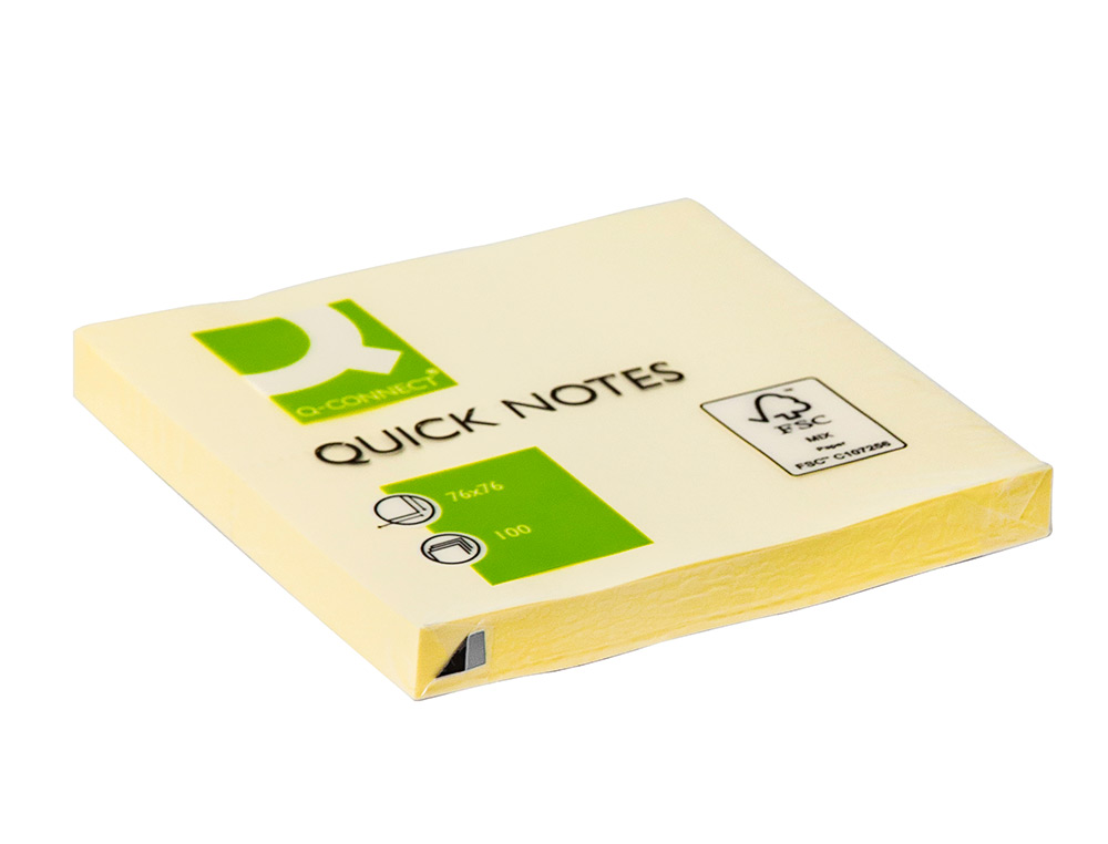 BLOC DE NOTAS ADHESIVAS QUITA Y PON Q-CONNECT 76X76 MM CON 100 HOJAS