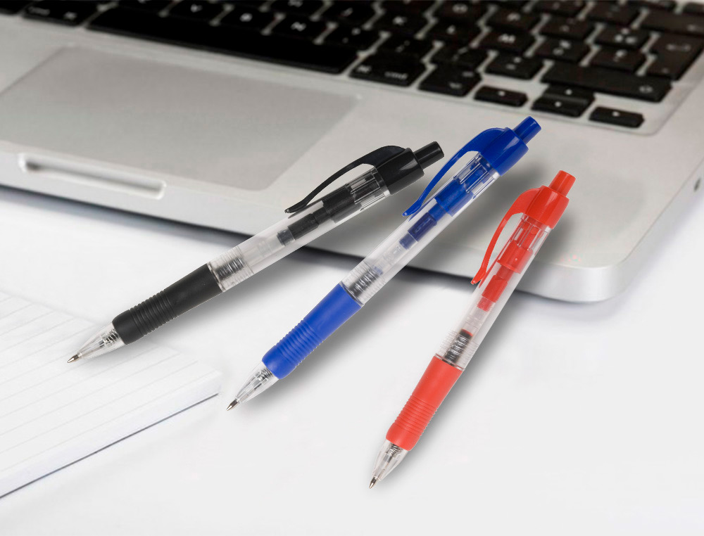 BOLIGRAFO Q-CONNECT RETRACTIL CON SUJECION DE CAUCHO TINTA ACEITE 0,7 MM COLOR ROJO