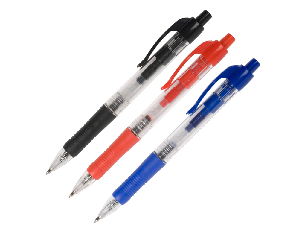 BOLIGRAFO Q-CONNECT RETRACTIL CON SUJECION DE CAUCHO TINTA ACEITE 0,7 MM COLOR ROJO