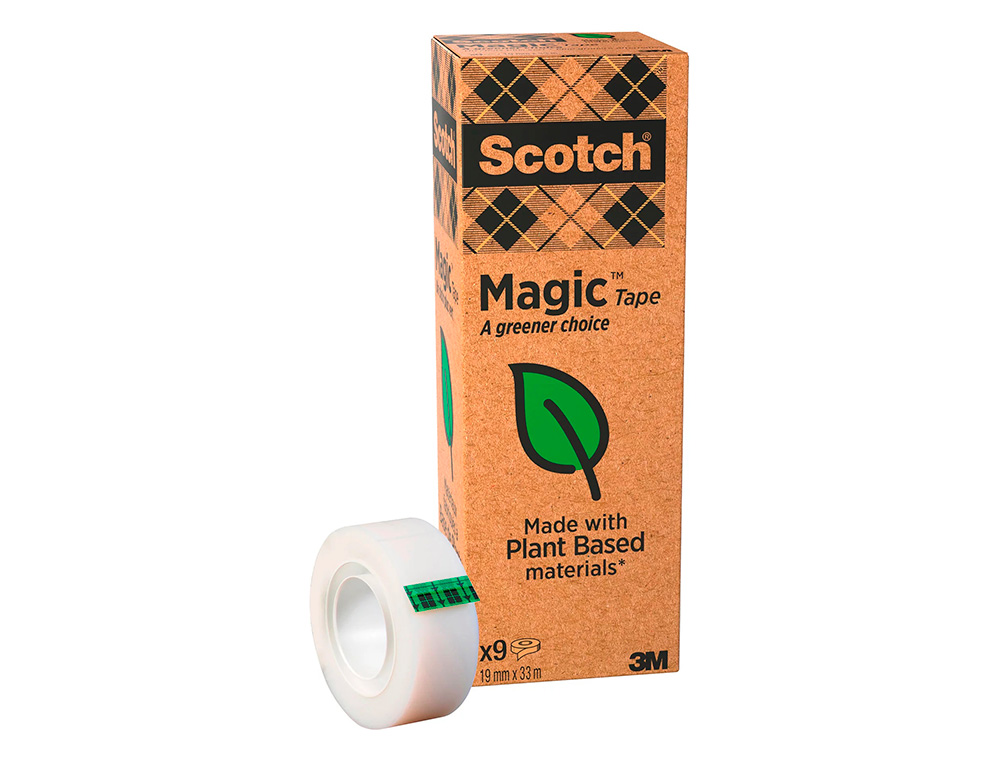 CINTA ADHESIVA SCOTCH MAGIC INVISIBLE ECO 33 MT X 19 MM PACK DE 9 UNIDADES