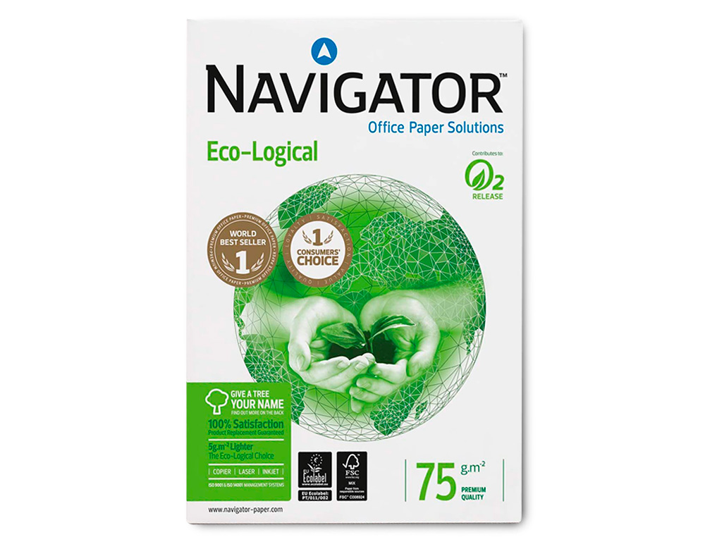 PAPEL FOTOCOPIADORA NAVIGATOR ECO LOGICAL DIN A4 75 GRAMOS PAQUETE DE 500 HOJAS