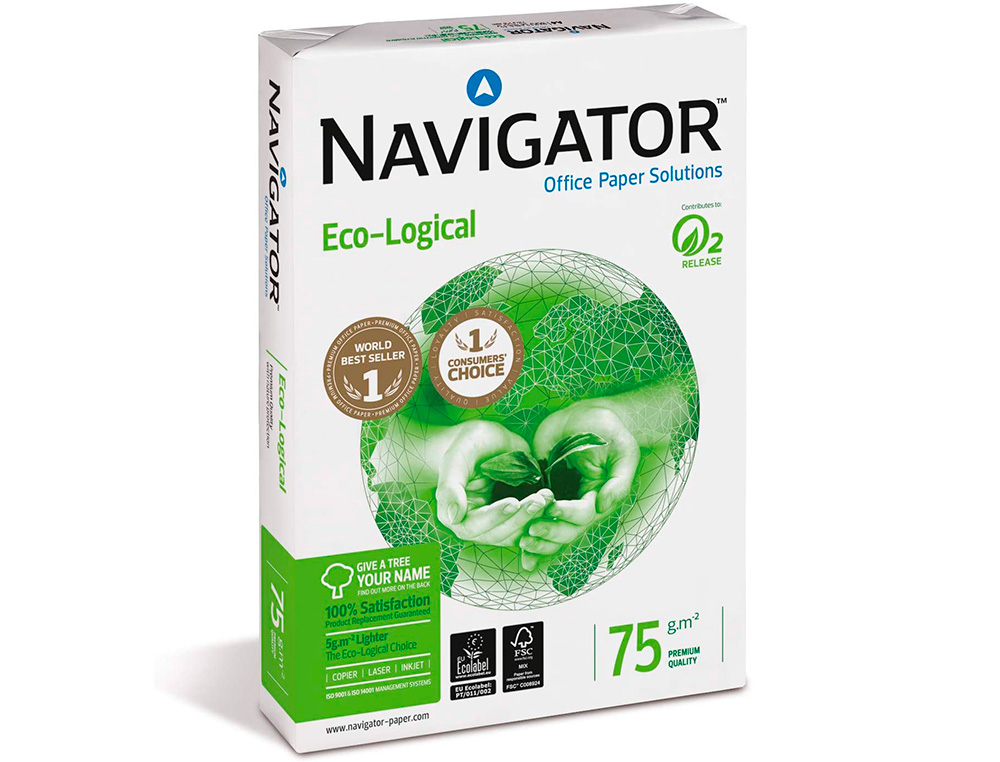 PAPEL FOTOCOPIADORA NAVIGATOR ECO LOGICAL DIN A4 75 GRAMOS PAQUETE DE 500 HOJAS