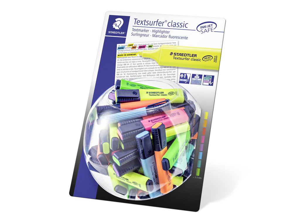ROTULADOR STAEDTLER TEXTSURFER CLASSIC 364 FLUORESCENTE NEON EXPOSITOR DE 100 UNIDADES COLORES