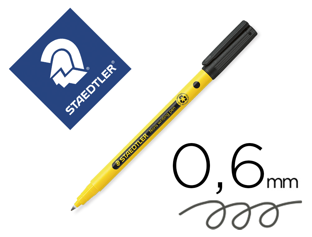 ROTULADOR STAEDTLER NORIS WRITING PEN 307 TINTA BASE DE AGUA PUNTA FINA TRAZO 0,6 MM NEGRO
